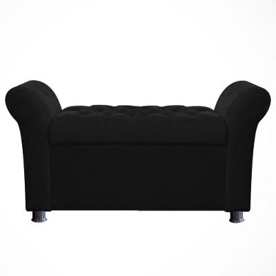 Recamier Baú Sapateira Louis 140x Suede Preto - Majú Deor
