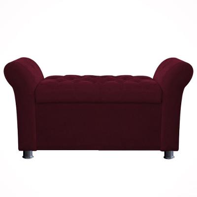 Recamier Baú Sapateira Louis 140x Suede Vinho - Majú Deor