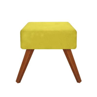 Puff Banqueta Quadrado Decorativo Livia Suede Amarelo - Majú Decor