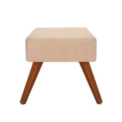 Puff Banqueta Quadrado Livia Suede Bege - Majú Decor