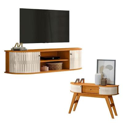 Rack Bancada Suspensa Modena Com Aparador Estoril Cinamomo Off White - Madetec