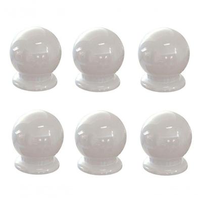 6 Puxadores Bolinha Pp Branco Cômoda Armário Guarda Roupa