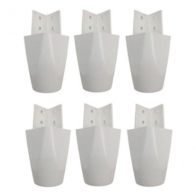 Kit Com 6 Pés Para Guarda Roupas Armários Roupeiros 7cm De Altura Branco Modelo Mari Plástico
