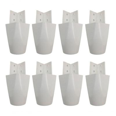 Kit Com 8 Pés Para Guarda Roupas Armários Roupeiros 7cm De Altura Branco Modelo Mari Plástico