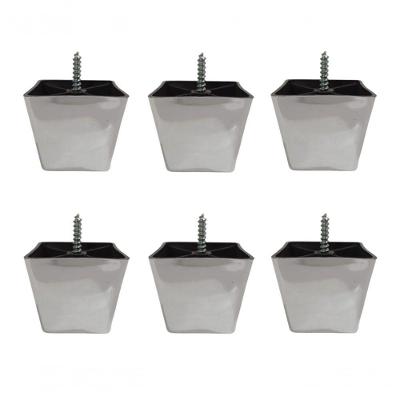Kit 6 Pés Para Sofa Rack Estofados Modelo Cadency Cromado Trapézio Alt 6 Cm