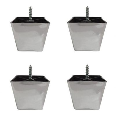 Kit 4 Pés Para Sofa Rack Estofados Modelo Cadency Cromado Trapézio Alt 6 Cm