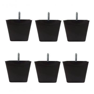 Kit 4 Pés Para Sofa Rack Estofados Modelo Cadency Preto Trapézio Alt 6 Cm