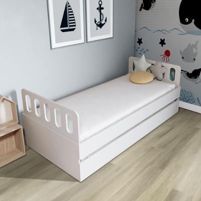 Bicama Solteiro Mdf Bp Branco Com Cabeceira Megamobilia