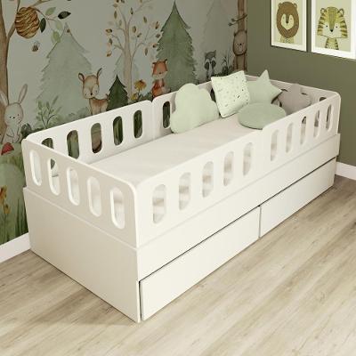 Cama Solteiro Mdf Branco Com 02 Gavetas 04 Grades E Cabeceira Anatômica Mobilistore