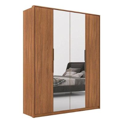 Guarda Roupa Casal Attore 4 Portas 2 Portas Em Espelho Amendola - Demartêz