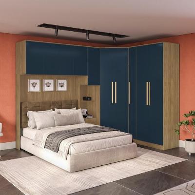 Quarto Modular Kappesberg Adapt Nogueira/azul Profundo 7 Peças 296cm X 210cm