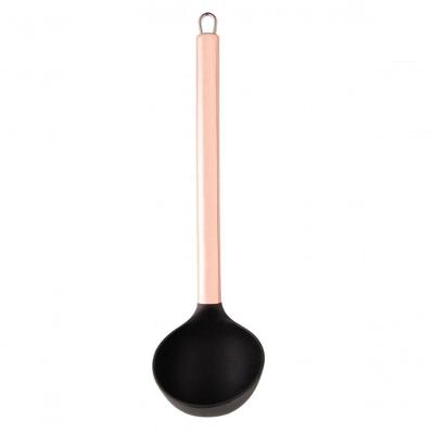 Concha De Nylon Preta Com Cabo De Aço Inox Rose Gold 30cm