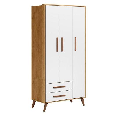 Guarda Roupa Infantil Q Encanto Retrô 3830 Freijó Toq Branco Acetinado - Qmovi