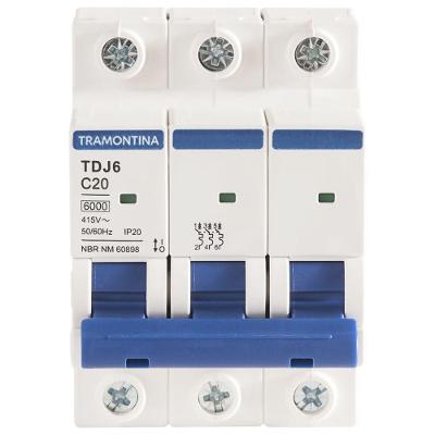 Minidisjuntor Tdj6ka 3 P 20 A Curva C Tramontina