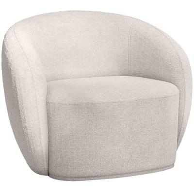 Poltrona Decorativa Para Sala De Estar Living Gliese K01 Bouclê Creme