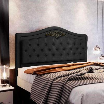 Cabeceira Holanda 1,40 M Casal Design Retro Speciale Home Preto Veludo