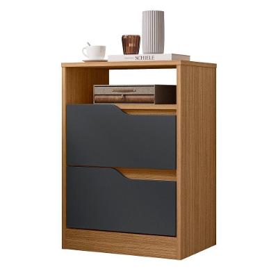 Mesa De Cabeceira Sole 2 Gavetas Flex Nature/titanium