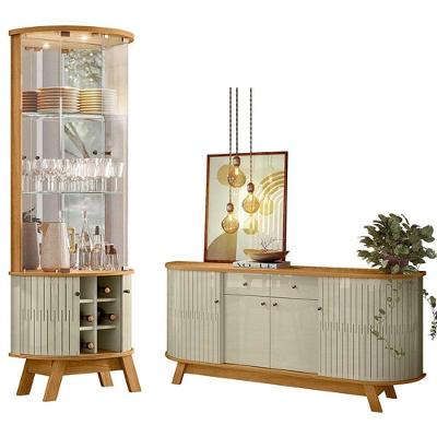 Aparador Para Sala Buffet Mônaco E Cristaleira Marina Cumaru Opala - Madetec
