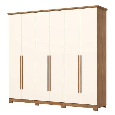 Guarda Roupa Casal Leblon 6 Portas Off White Nature - Henn