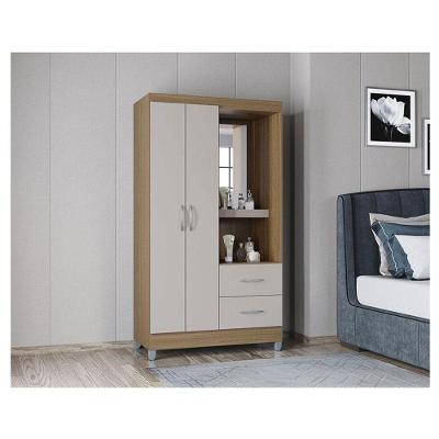 Guarda Roupa Solteiro Ambiente Cordoba 2 Portas Castanho Off White - Poquema