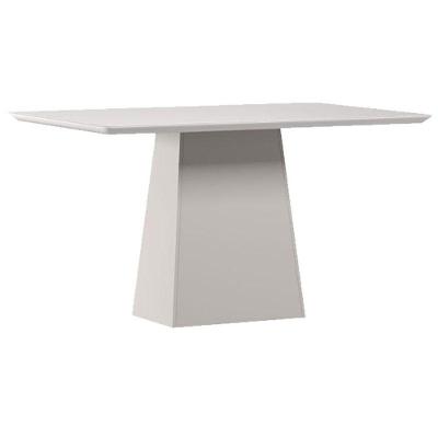 Mesa De Jantar 135x90 Cm Barbara Com Vidro Off White - New Ceval