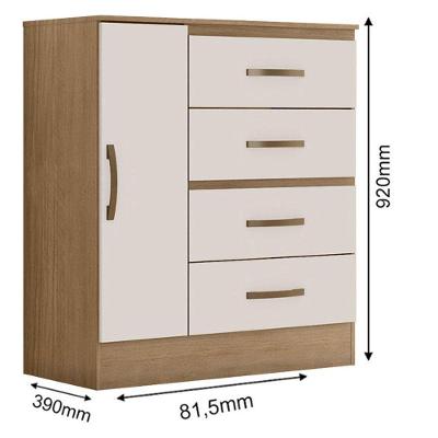 Guarda Roupa Casal Capela E Cômoda 4 Gavetas 01 Porta Lite Nature Off White - Móveis Leão