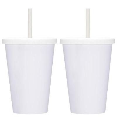 Kit 2 Copos Casal Canudo E Tampa Cinema Filmes 670ml Lisos Cor:branco
