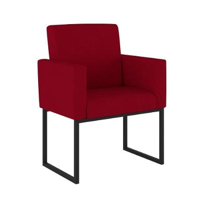 Cadeira Poltrona Moderna Com Base De Ferro Preto Reforçada Cor: Vermelho
