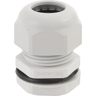 Conector Prensa-cabo 1/2 Polegada Tramontina Em Termoplástico Cinza Com Bucha