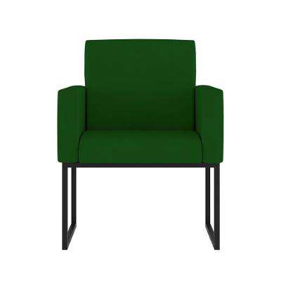 Cadeira Poltrona Moderna Com Base De Ferro Preto Reforçada Cor: Verde