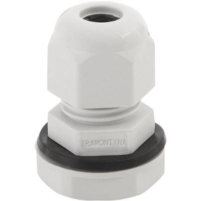 Conector Prensa-cabo 1/4 Polegada Tramontina Em Termoplástico Cinza Com Bucha