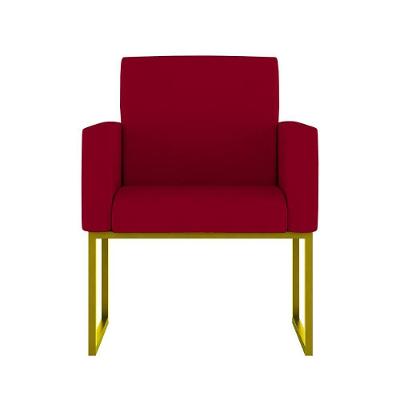 Cadeira Poltrona Moderna Com Base De Ferro Dourado Reforçada Cor: Vermelho