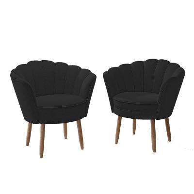 Kit 2 Poltronas Para Quarto Sala Recepção Balaqui Decor Cor: Preto