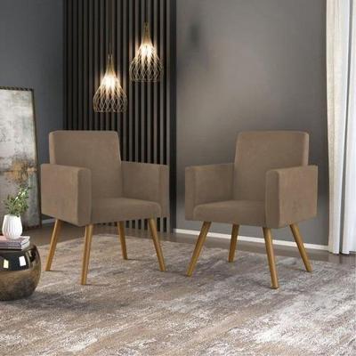 Kit 2 Poltronas Nina Decorativa Suede Capuccino Balaqui Decor Cor: Capuccino