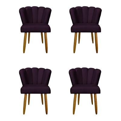 Kit 4 Cadeiras Para Mesa De Jantar Flor - Balaqui Decor Cor: Roxo