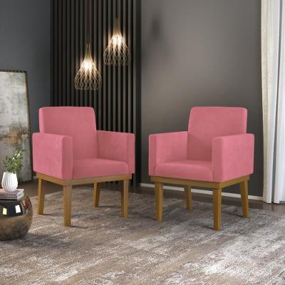 Kit 02 Poltronas Decorativa Reforçada Rosa - Balaqui Decor Cor: Rosa