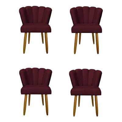 Kit 4 Cadeiras Para Mesa De Jantar Flor - Balaqui Decor Cor: Bordo