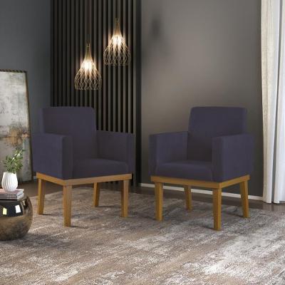 Kit 02 Poltronas Decorativa Reforçada Cinza - Balaqui Decor Cor: Cinza