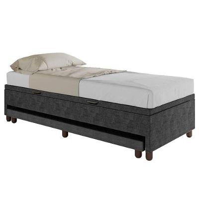 Bicama Box Baú Solteiro 88x188 Cm Samy S05 Veludo Preto - Mpozenato