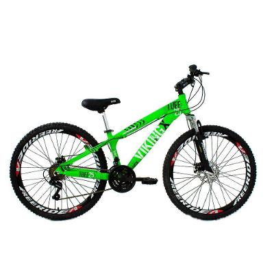 Bicicleta Viking X Tuff25/30 Freeride Aro 26 Freio A Disco 21 Velocidades Cambios Shimano Verde Neon.