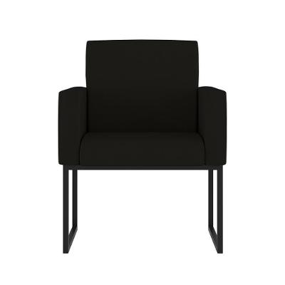 Cadeira Poltrona Moderna Com Base De Ferro Preto Reforçada Cor: Preto
