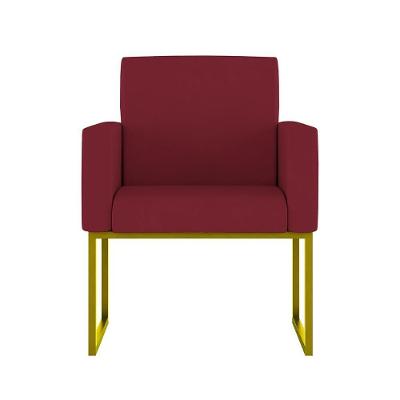 Cadeira Poltrona Moderna Com Base De Ferro Dourado Reforçada Cor: Marsala