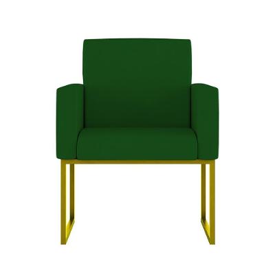 Cadeira Poltrona Moderna Com Base De Ferro Dourado Reforçada Cor: Verde