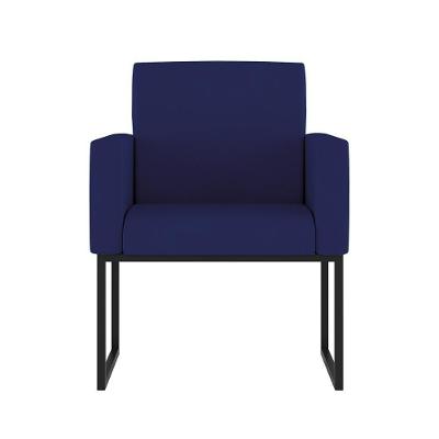 Cadeira Poltrona Moderna Com Base De Ferro Preto Reforçada Cor: Azul Marinho
