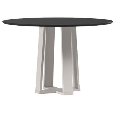 Mesa De Jantar 120 Cm Isabela Com Vidro Off White Preto - New Ceval