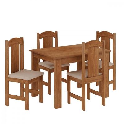 Conjunto De Mesa Arauna Estilo Com 4 Cadeiras Freijo-bege