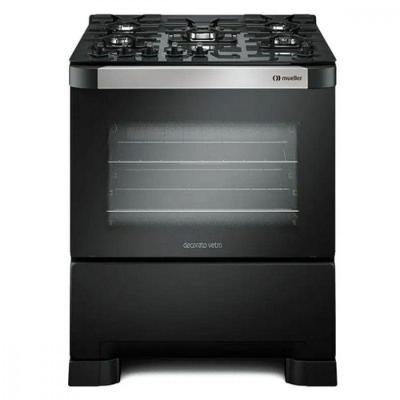 Fogão 5 Bocas Mueller Decorato Vetro Preto Bivolt