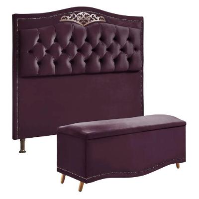 Cabeceira E Calçadeira Holanda 90cm Shop Das Cabeceiras Roxo