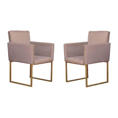 Conjunto 02 Poltronas Para Recepção E Sala Klara Suede Bege