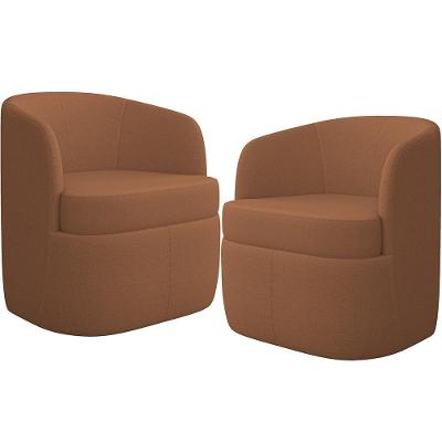 Kit 02 Poltronas Decorativa Giratória Para Sala De Estar Siena K01 Bouclê Mostarda - Lyam Decor